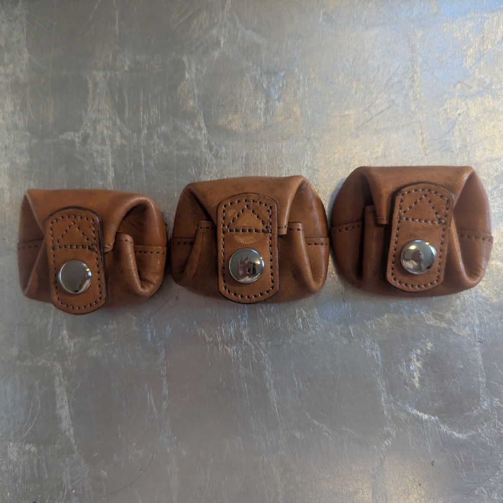 Brown Leather Pouch Set Coin Purse Small Things Jewelry Case